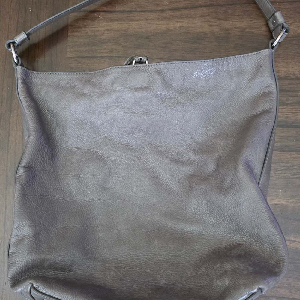 FRYE Grey Leather Hobo Bag with Tassel Detail